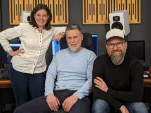 Annette Weiß, Sven Oswald and Sven Sommer at the We Are Producers Studio for podcast and audioplays