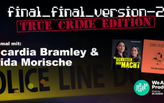 Cover des zweiten Events von final_final_version-2 mit Ricardia Bramley und Frida Morische. True Crime Edition.